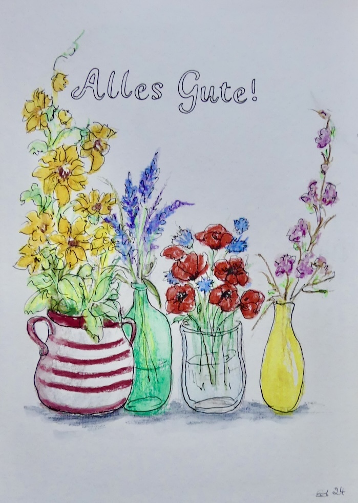 Menge an Blumen, Billett, groß
