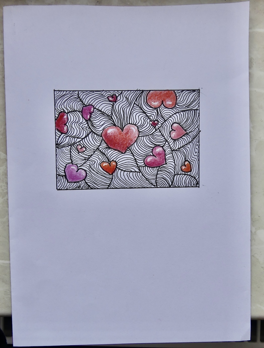Herzlichst, kombiniert mit Zentangle Zeichnen