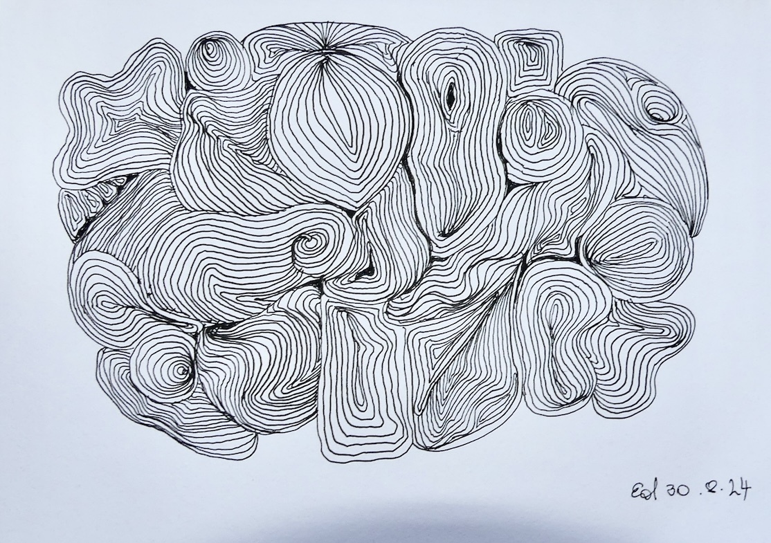 Zentangle, Zeichnung am Tag nach einer Operation im Krankenhaus