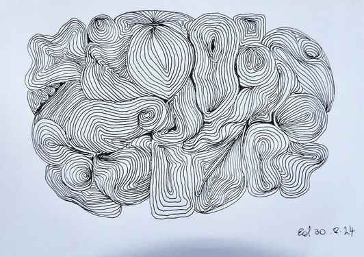 Zentangle, Zeichnung am Tag nach einer Operation im Krankenhaus