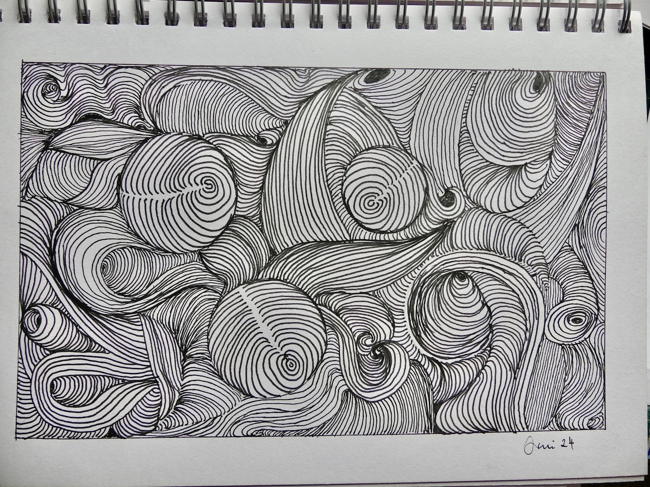 Zentangle, am Tag vor einer Operation.....spitz und streng .. ich hatte Angst...