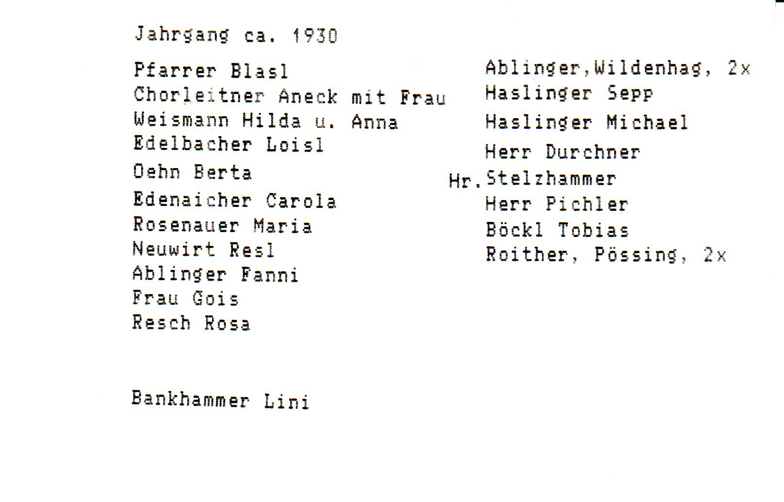 Namensliste für nächstes Bild