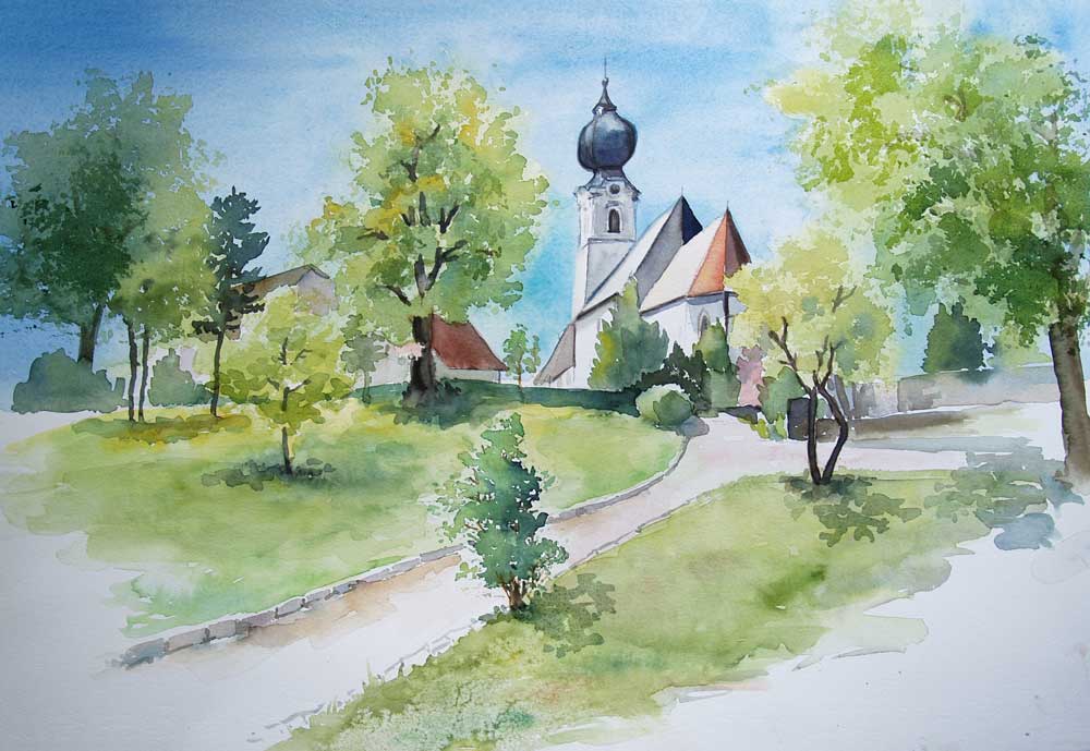 St.Georgen, von hinter der Kirche gesehen