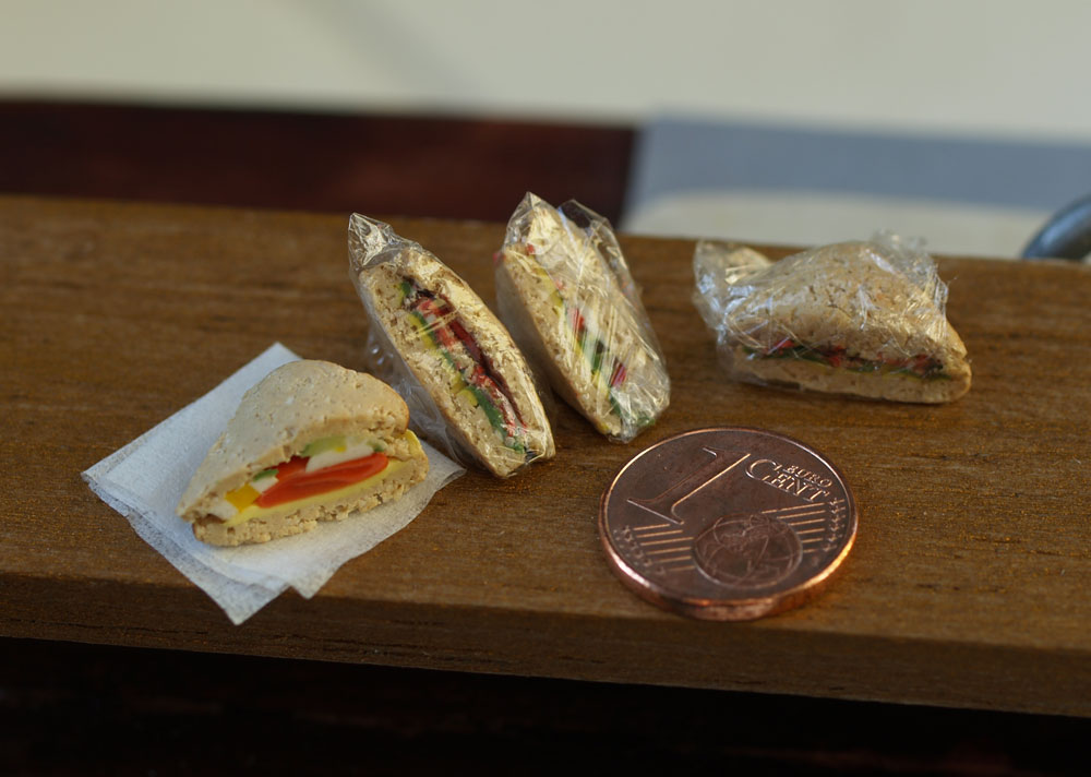 Fimo Sandwiches - mit Ei, Lachs und Wurst, ganz frisch