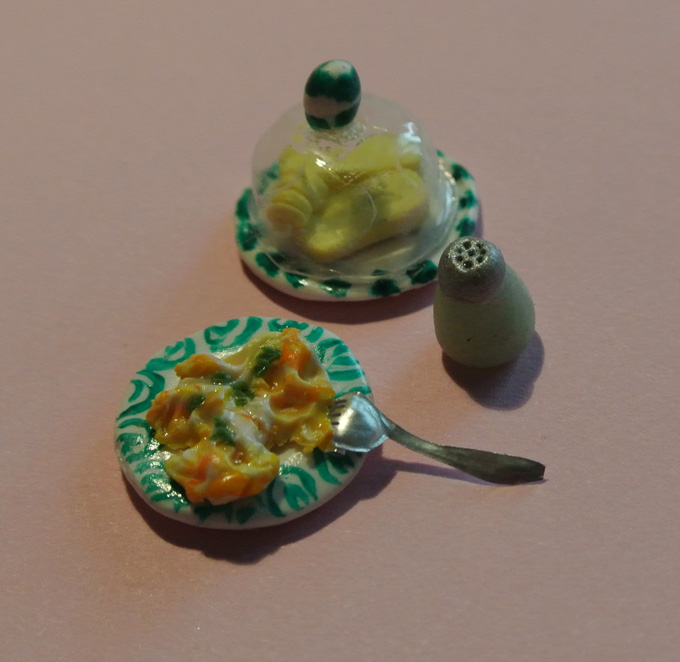 Eierspeise und Butterglocke, alles Fimo