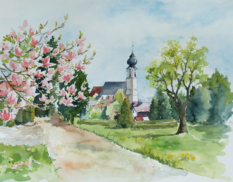 St.Georgen, neben dem Feuerwehrgebäude stand früher ein Magnolienstrauch